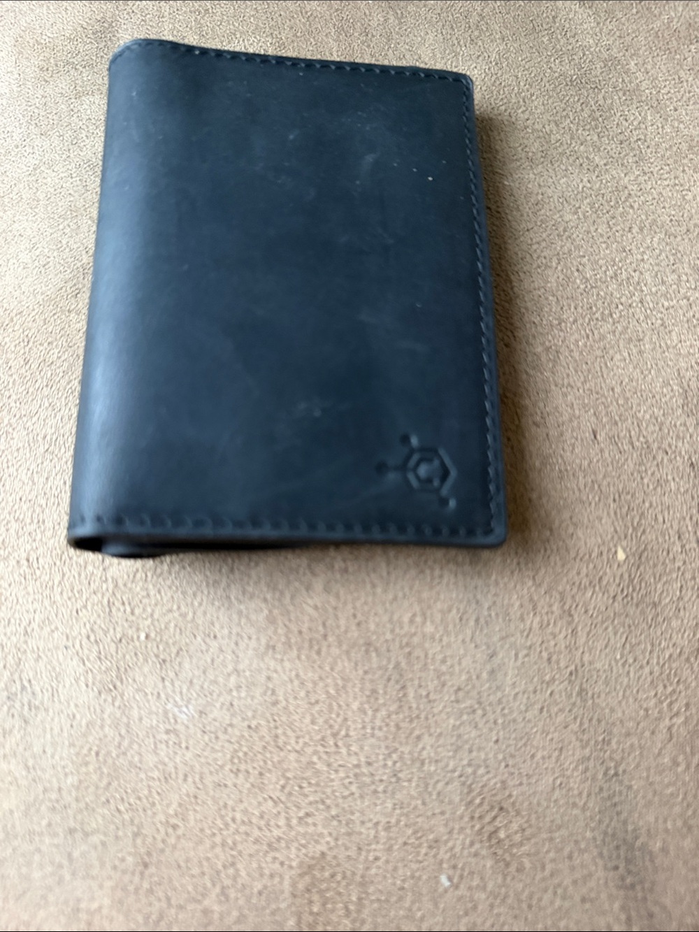 Black Leather Bi-Fold Wallet with Subtle Logo